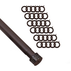 윈테리어 25mm 앤드캡 커튼봉 14호 + 25mm 일반커튼링 45p 세트, 커튼봉(월넛), 커튼링(월넛)