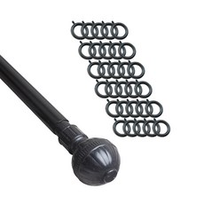 윈테리어 25mm 궁전캡 커튼봉 14호 + 25mm 일반커튼링 45p 세트, 커튼봉(블랙), 커튼링(블랙)