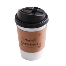 종이컵 390ml x 25p + 크리스마스 컵홀더 25p + 롱개폐 리드 블랙 25p 세트, 1세트
