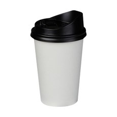 무지 종이컵 390ml + 롱개폐형 검정뚜껑 세트, 100세트
