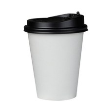 무지 종이컵 240ml + 개폐형 검정뚜껑 세트, 100개