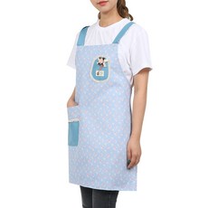 玫瑰點綴防水圍裙, 藍色, 1個