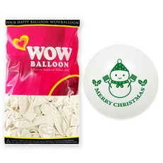 WOW PARTY KOREA 聖誕雪人圓型氣球 30cm, 綠色, 50個