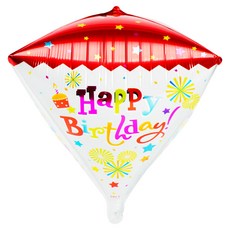 파티팡 원팩 생일은박풍선 4D다이아 해피벌스데이 65x81cm, 화이트, 1개