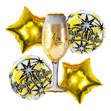 파티팡 원팩 러브은박풍선 샴페인 잔 스팡클 부케 5종세트, 혼합 색상, 1세트