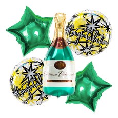 파티팡 원팩 러브은박풍선 샴페인 병 스팡클 부케 5종세트, 혼합 색상, 1세트