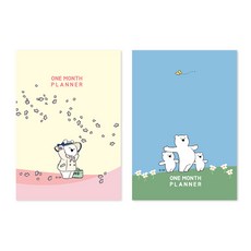오버액션 먼슬리 플래너 2종 세트, 꼬마토끼, 꼬마곰