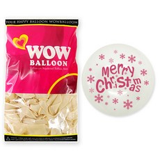 WOW PARTY KOREA 30cm 聖誕快樂雪景雙面氣球, 透明玫瑰, 50個
