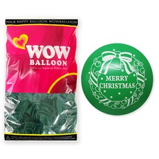 WOW PARTY KOREA 聖誕花圈圓型氣球 30cm, 綠色, 50個