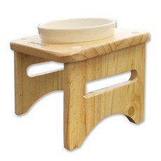 MONAGIO 寵物狗1格餐碗木桌 L號+塑膠碗, 混色, 1個