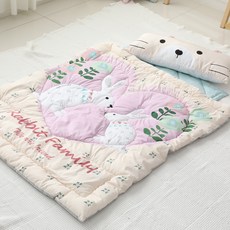 EziBaby 孩童用午睡被+超細纖維枕芯組, 兔子款 粉色