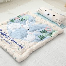 EziBaby 孩童用午睡被+超細纖維枕芯組, 兔子款 藍色