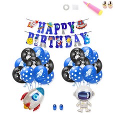 MINITTINE 太空人火箭 兒童生日派對 家庭派對組合, a, 1套