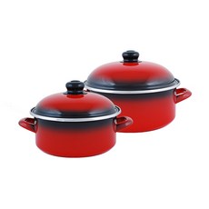 ELO Cookpot 紅色搪瓷標準鍋套裝 2, 混色, 湯鍋(20cm+24cm)