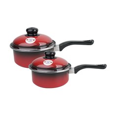 ELO 쿡포트 빨간법랑 편수 냄비 2종 세트 인덕션 IH, 혼합 색상, 편수냄비 16cm + 18cm, 1개