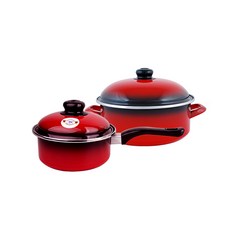 ELO 陶瓷湯鍋 紅色 2款, 混色, 單柄鍋 18cm+湯鍋 24cm