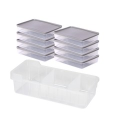 cimelax 冰箱保鮮盒 L號 灰色 1100ml 8入+專用收納籃組, 1套, 1套