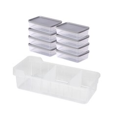 cimelax 冰箱收納盒*8+托盤*1 灰色 600ml, 1組