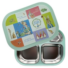 比得兔不鏽鋼餐盤便當盒組, 橄欖綠3708, 餐盤+便當蓋, 1組