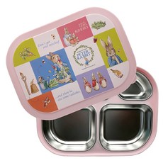 比得兔不鏽鋼餐盤便當盒組, 粉色3709, 餐盤+便當蓋, 1組