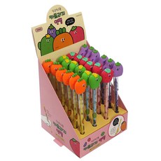 Pinkfoot 蔬菜造型HB換芯鉛筆 4款, 24支, 草莓+胡蘿蔔+仙人掌+茄子