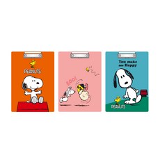 Peanuts 史努比全透明A4文件板夾, 隨機出貨, 3個