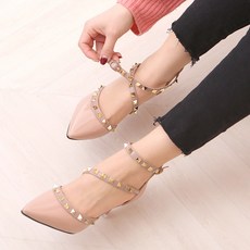 女式立方細高跟高跟鞋 sn357