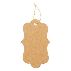 Donna&deco Canny 素色復古包裝吊牌 麻繩10m, 牛皮紙, 1套