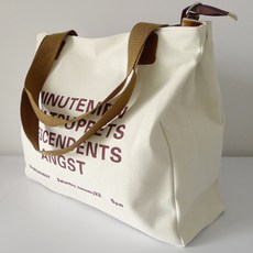 Market Pio 時尚帆布皮革點綴斜背肩背包