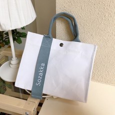 마켓피오 패션 캔버스 라인 포인트 크로스 토트백