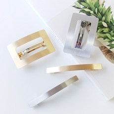 率性風格金屬方形線條半頭髮夾2件組
