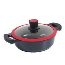 QUEEN SENSE Fraum電磁爐適用雙耳5層鑽石不沾湯鍋+玻璃鍋蓋, 24厘米, 混色