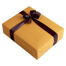 高級包裝紙 50*70cm 4入+25mm+緞帶蝴蝶結 9.1m, 包裝紙(芥末黃), 緞帶(棕色), 1套