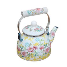 Kitchenfree IH感應爐適用印花琺瑯茶壺, 1.2L, 玫瑰粉紅