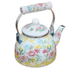 Kitchenfree IH感應爐適用印花琺瑯茶壺, 1.7L, 玫瑰粉紅