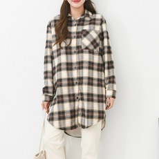 엄짱 임산부 클라테 체크 기모 롱 남방