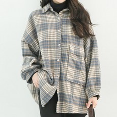 엄짱 임산부 로베 언발 체크 남방