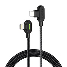 Macdodo 90度Light C型轉8針Lightning PD快充線1.8m, 1.8m, 黑色, 1個