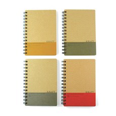 misoro 3000 牛皮紙左翻線圈筆記本 3009 186 x 15 x 128 mm, 隨機出貨, 4個