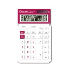 타임버드 듀얼파워 탁상용 전자 계산기 SJC-407RD, 화이트 + 레드, 1개