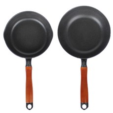 IH感應爐適用木柄不鏽鋼壓紋迷你鍋具 2件組, 混色, 迷你牛奶鍋34cm+迷你炒鍋36cm