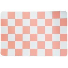 yoliyolo 棋盤格可水洗珪藻土腳踏墊, 粉彩蜜桃粉, 1個