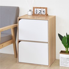 HOPMA 合馬家具 斯麥可堆疊二門收納櫃 G-4D207PMH 2個, 淺橡木配時尚白