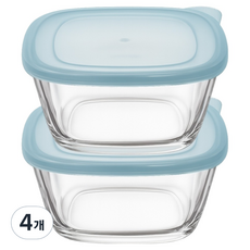 발룬피니 원터치 크리스탈 유리 밀폐용기, 4개, 350ml