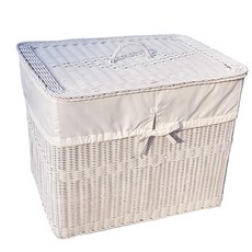 Rattan Shop 大型長方形附蓋藤編籃 F202W 大 54 x 36 x 40 cm, 白色, 1個