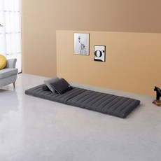 라버트리 프리미엄 통몰드 누빔 2단 접이식 라텍스 매트리스폼 5cm + 방수 속커버 + 겉커버, 실키차콜