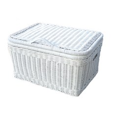 Rattan Shop 長方形藤編收納籃 F106WS 47 x 35 x 25 cm, 白色, 1個
