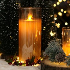 Dio Company 香檳金玻璃蜜蠟LED蠟燭 大, 混合色