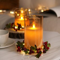 香檳金玻璃蜜蠟LED蠟燭 中, 混合色