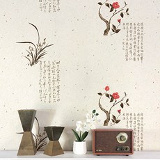 Home&Deco 用水黏貼合紙壁紙 傳統韓紙感 梅香, 1054-2 米色